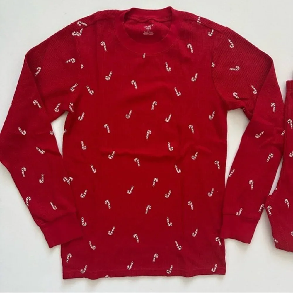 Carter’s Adult 2-Piece Candy Cane Thermal Pajamas Size S - Picture 3 of 16